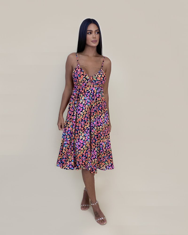 Vestido Ashley - Floral Animal Print Preto - Imagem 2