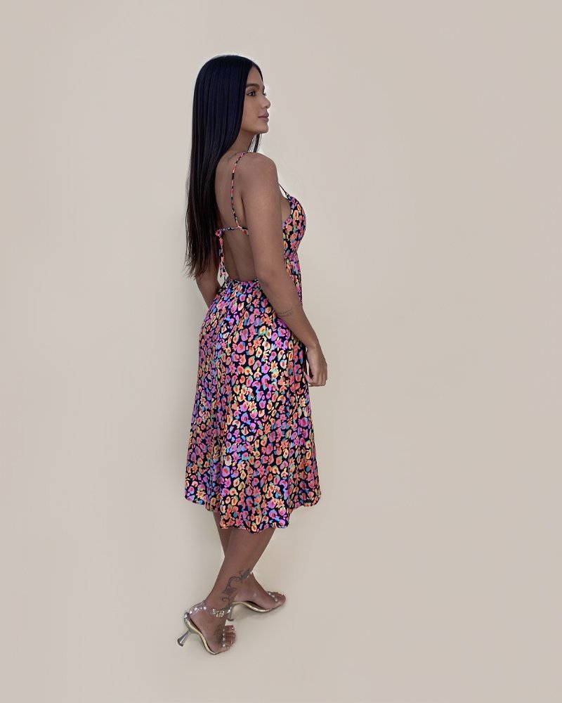 Vestido Ashley - Floral Animal Print Preto - Imagem 3