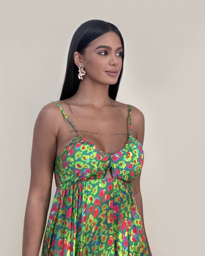 Vestido Ashley - Floral Animal Print Verde - Imagem 2