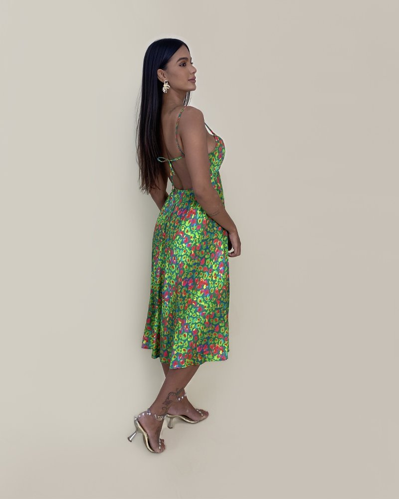 Vestido Ashley - Floral Animal Print Verde - Imagem 4