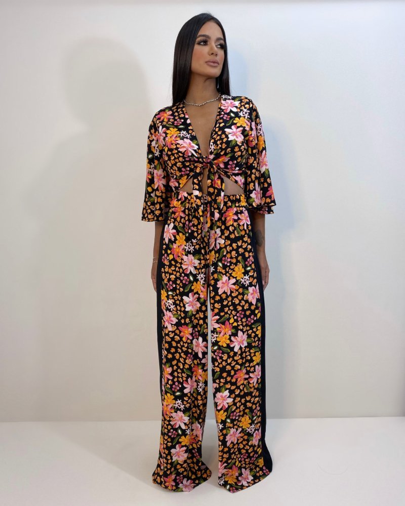 Calça Maria - Primavera Fundo Preto - Imagem 2