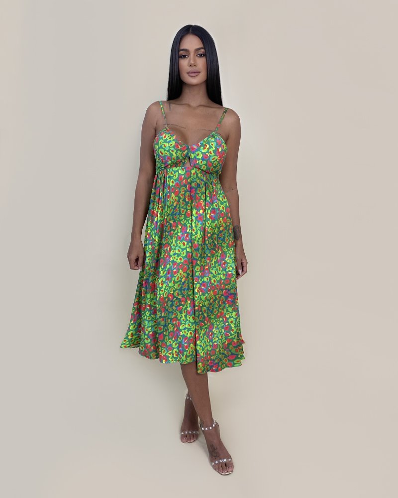 Vestido Ashley - Floral Animal Print Verde