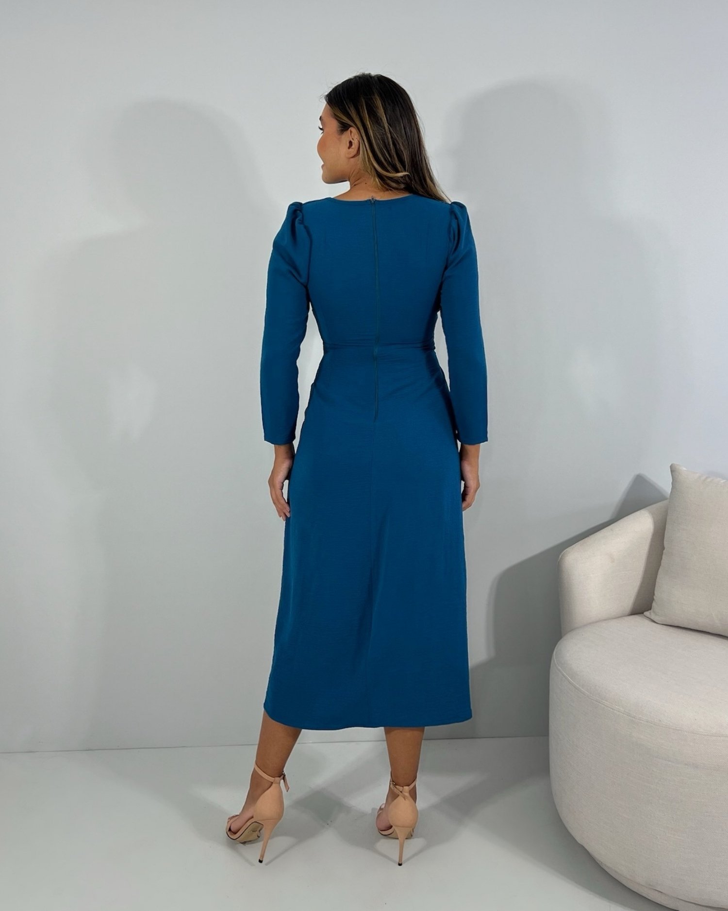 Vestido Monalisa - Azul Petróleo - Imagem 4