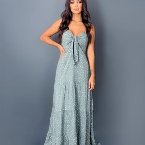 Vestido Camila - Poá Verde Claro