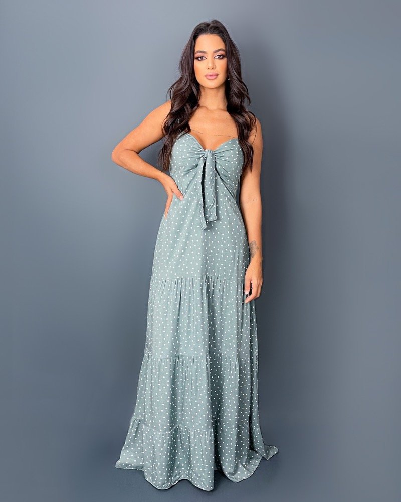 Vestido Camila - Poá Verde Claro