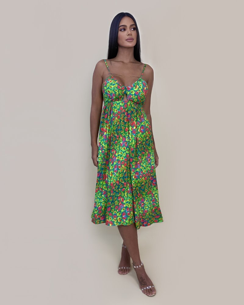 Vestido Ashley - Floral Animal Print Verde - Imagem 3