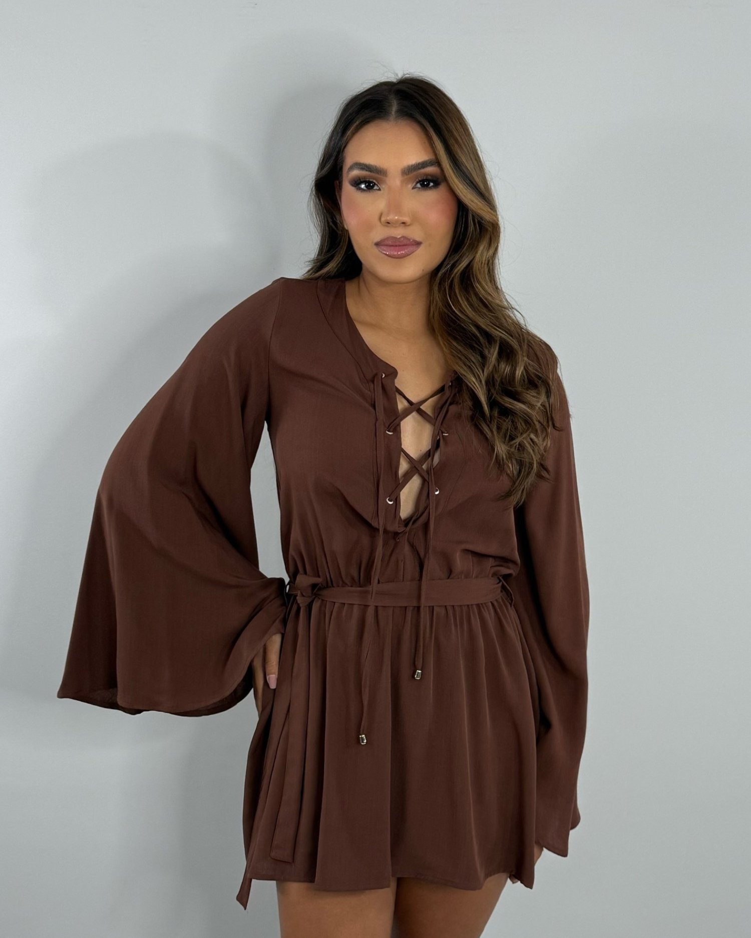 Vestido Glória - Marrom