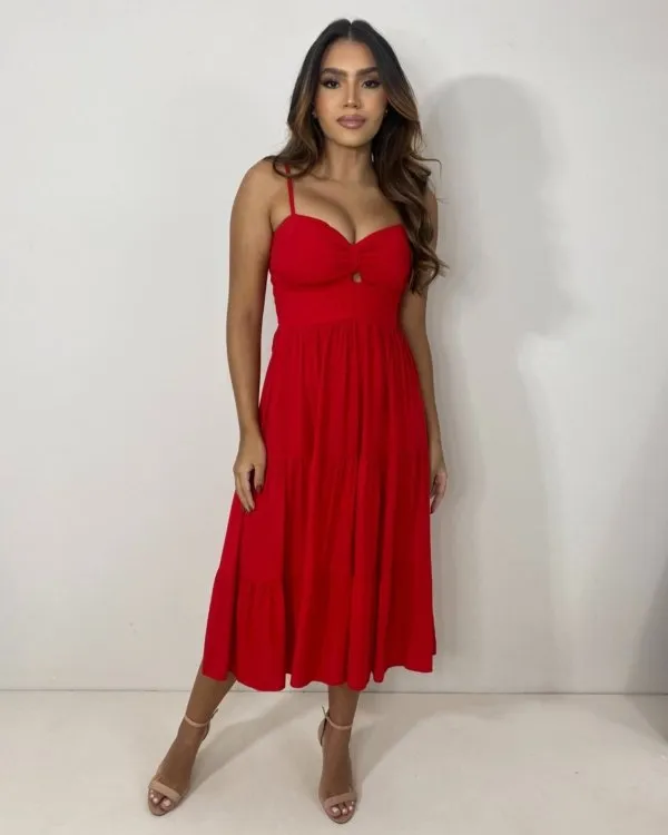 Vestido Jéssica Midi - Vermelho