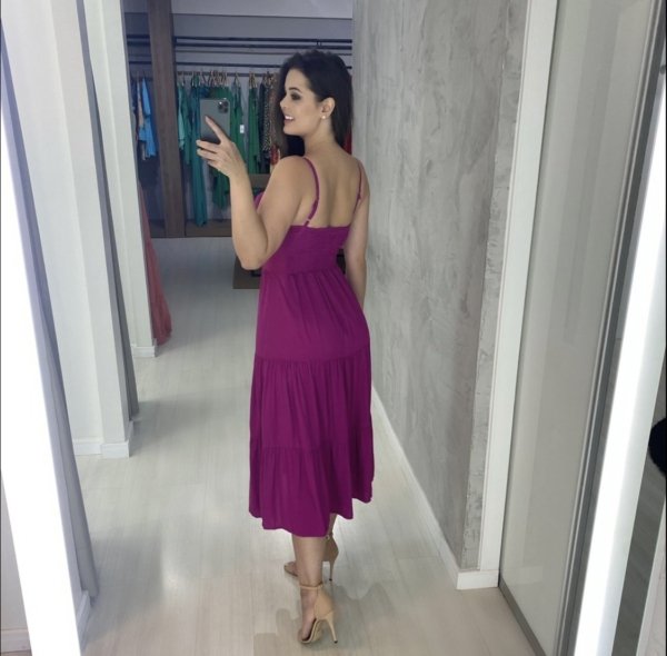 Vestido Jéssica Midi - Fúcsia