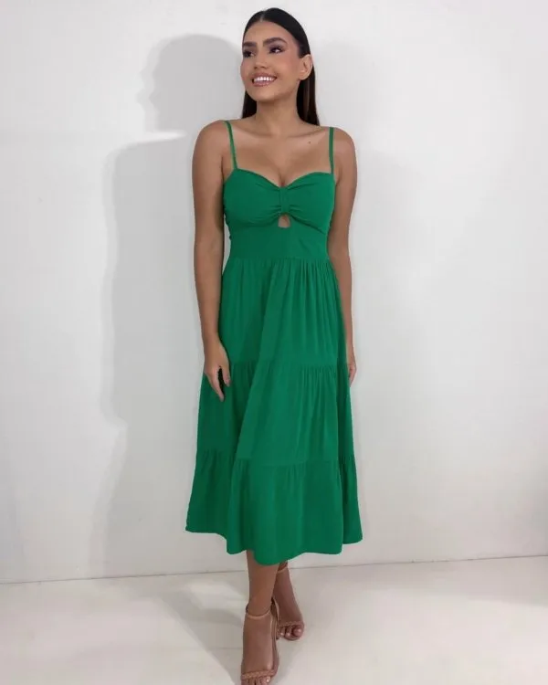 Vestido Jéssica Midi - Verde Bandeira