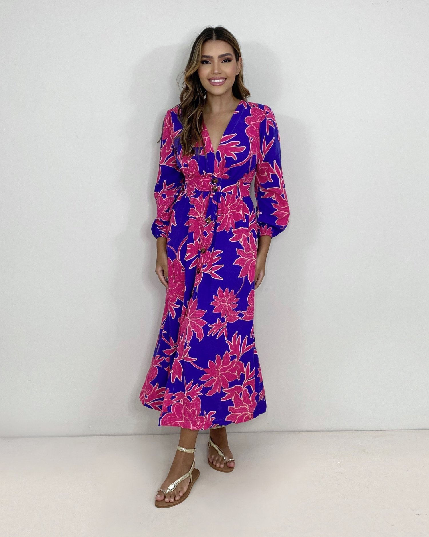 Vestido Clara - Floral Fundo Azul - Image 2