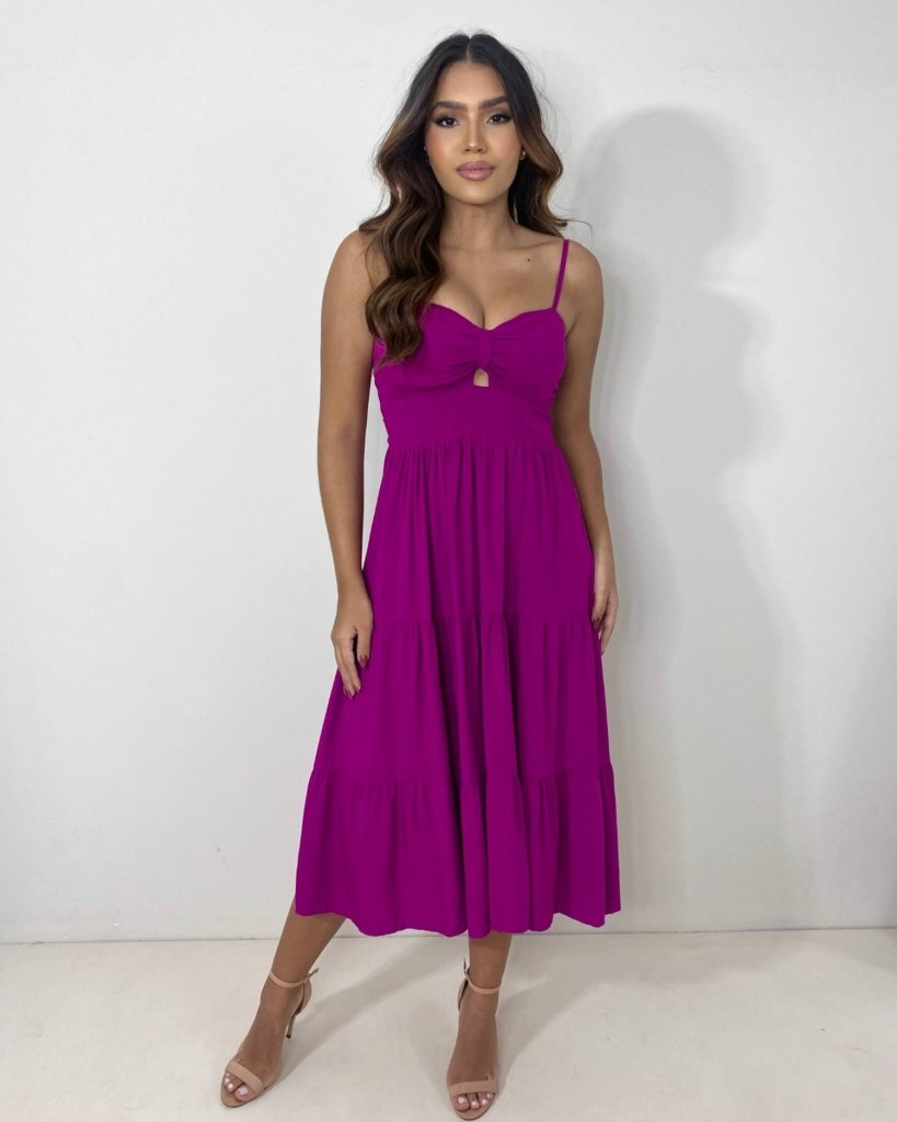 Vestido Jéssica Midi - Fúcsia