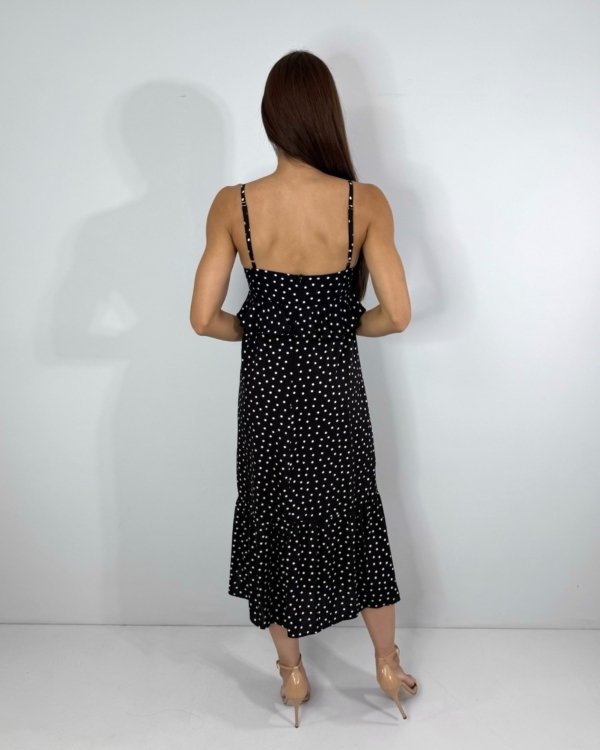 Vestido Karita - Poá Fundo Preto