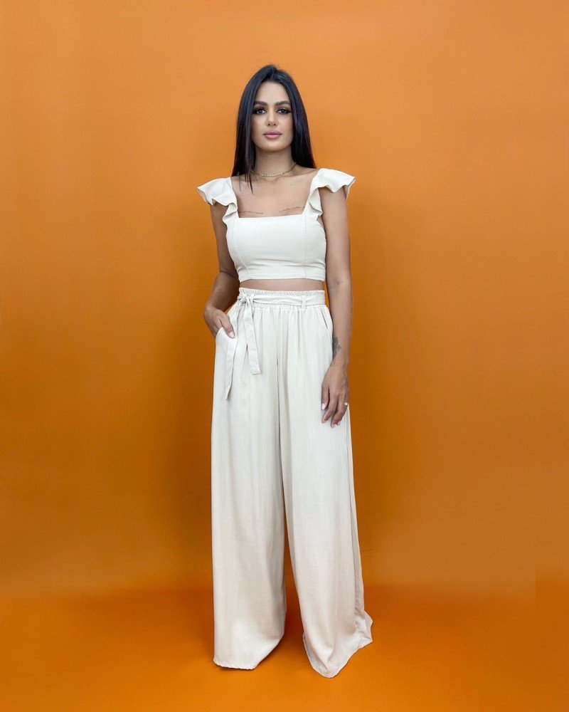 Calça Pantalona - Nude