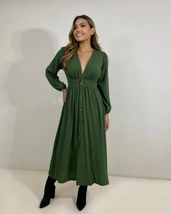 Vestido Clara - Verde Militar