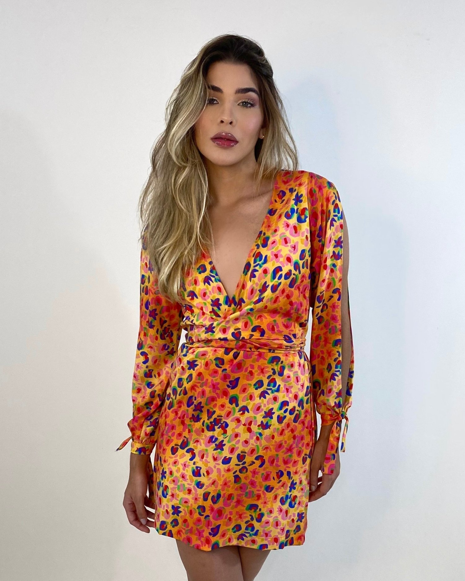 Vestido Marília - Floral Animal Print Amarelo - Image 1