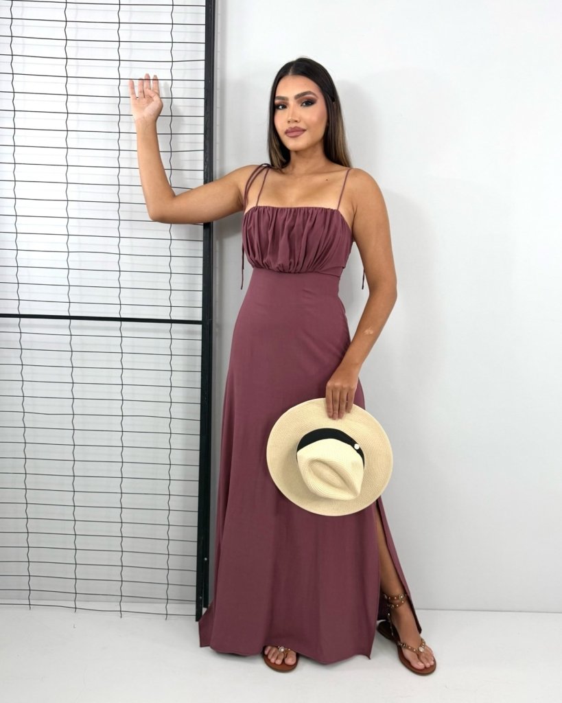 Vestido Drica Longo - Marrom