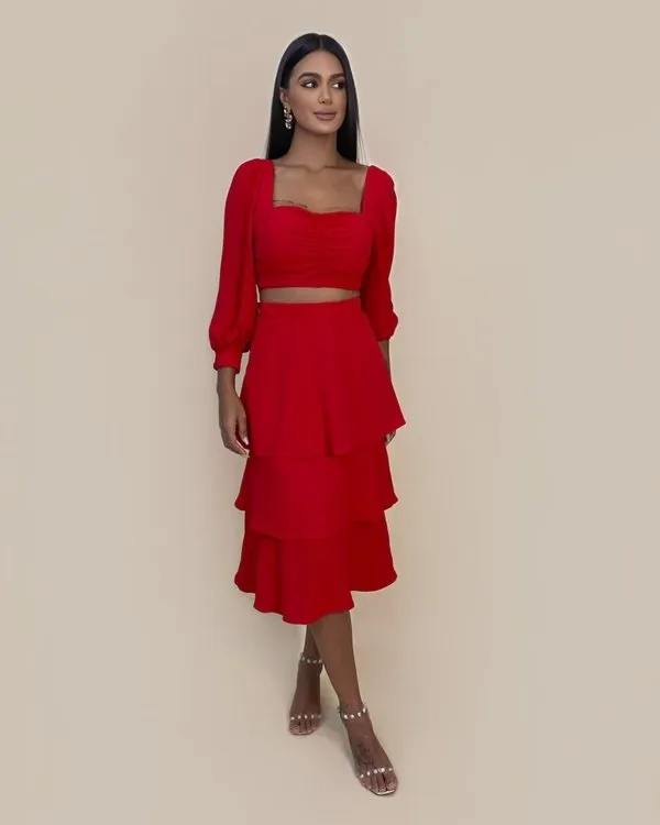 Cropped Olga em Duna - Vermelho