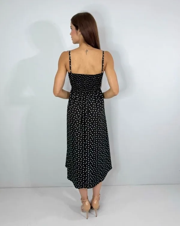 Vestido Karita - Poá Fundo Preto