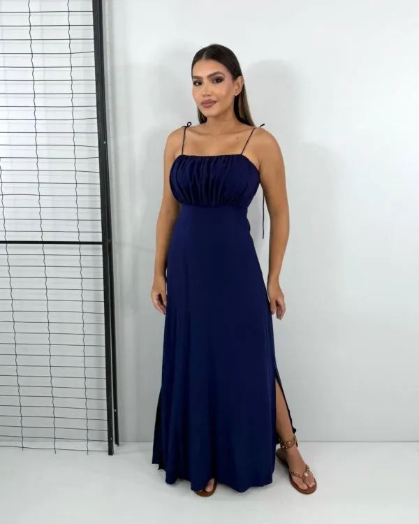 Vestido Drica Longo - Azul Marinho