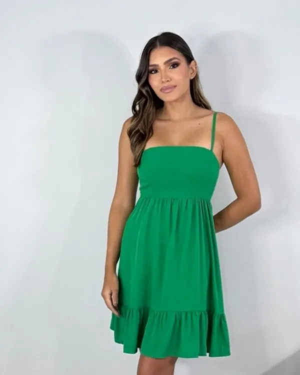 Vestido Glaucia - Verde Bandeira