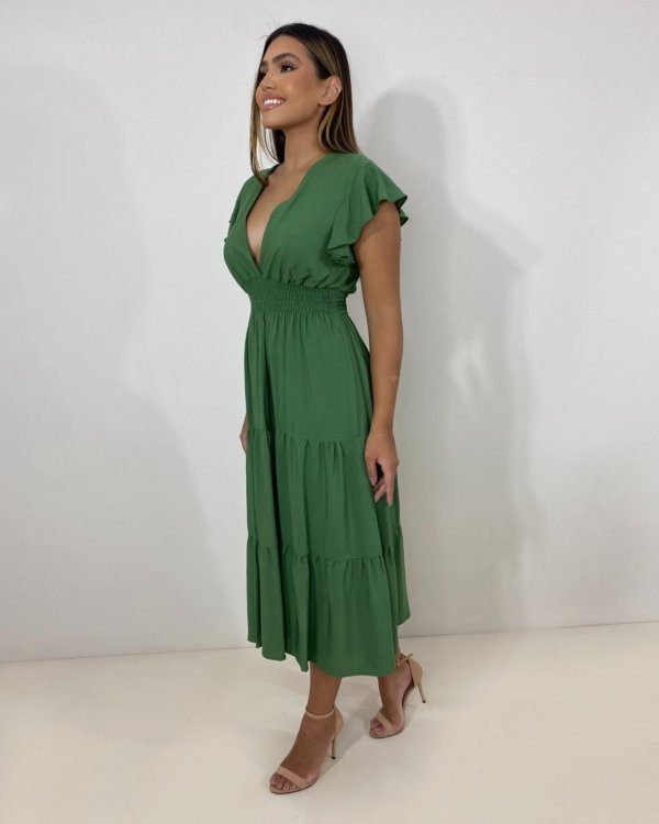 Vestido Laís Midi - Verde Militar