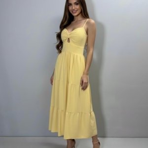 Vestido Jéssica Midi - Amarelo Claro - Image 1