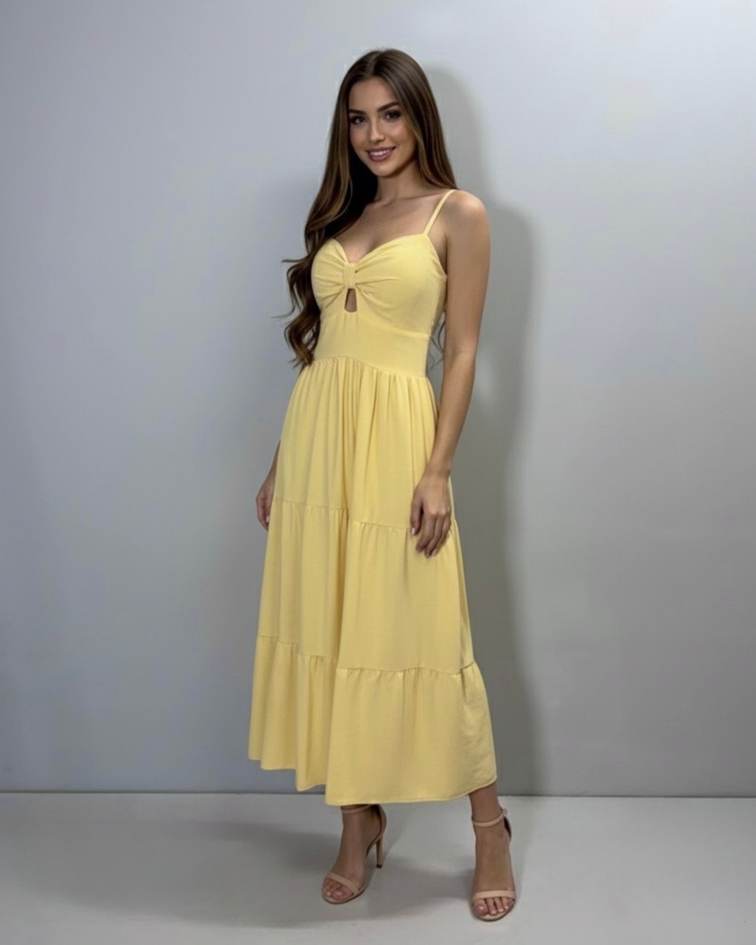 Vestido Jéssica Midi - Amarelo Claro - Image 1