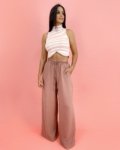 Calça Pantalona em Duna – Nude