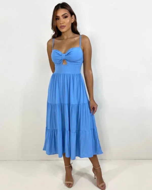 Vestido Jéssica Midi - Azul Claro