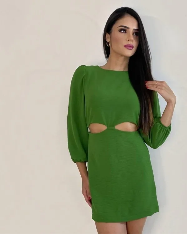 Vestido Tainara - Folhagem