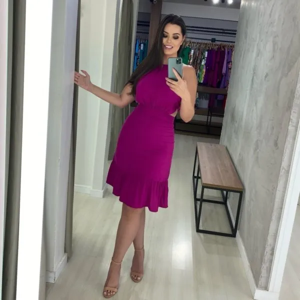 Vestido Estefane Curto - Fúcsia