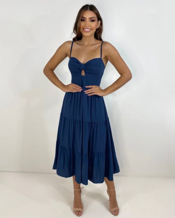Vestido Jéssica Midi - Azul Marinho