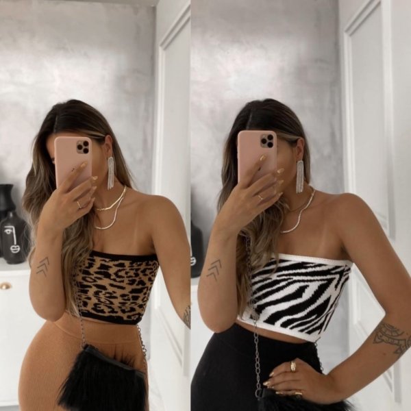 Cropped Faixa em Tricot - Estampas