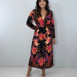 Vestido Clara - Floral Fundo Preto - Image 3