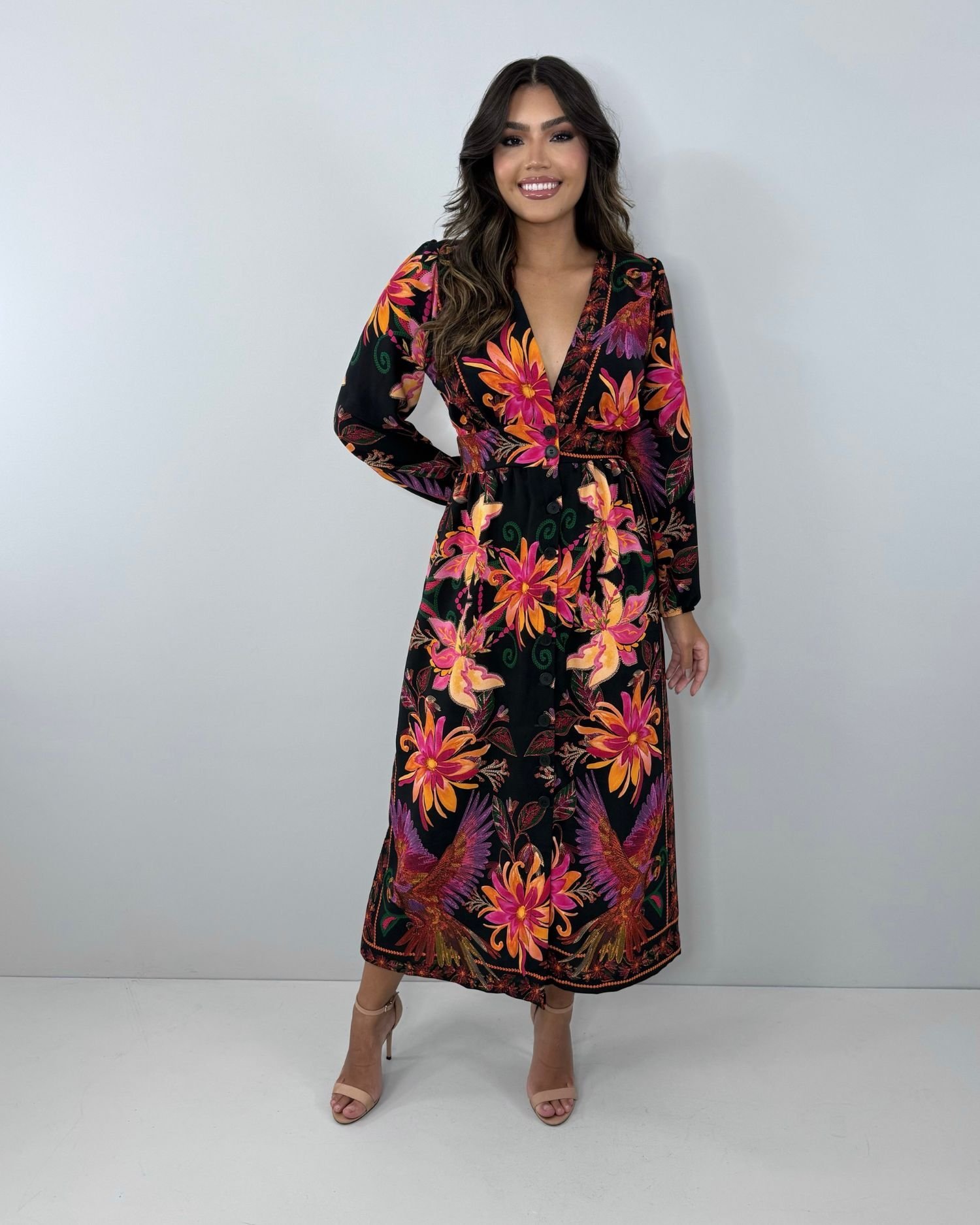 Vestido Clara - Floral Fundo Preto - Image 3