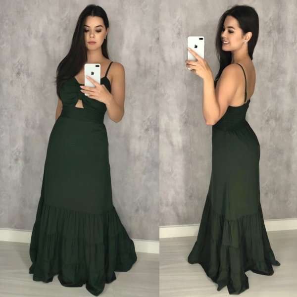 Vestido Jéssica Longo - Verde Militar