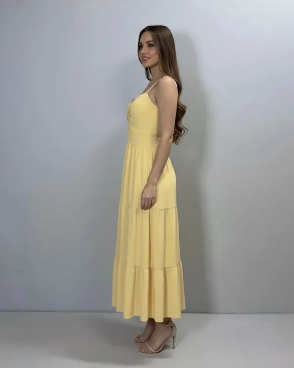 Vestido Jéssica Midi - Amarelo Claro