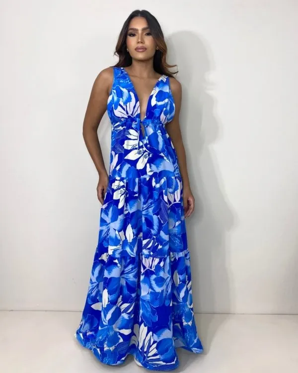 Vestido Ramona - Estampa Floral Azul
