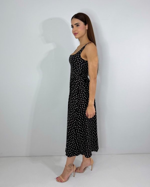 Vestido Samanta - Poá Fundo Preto