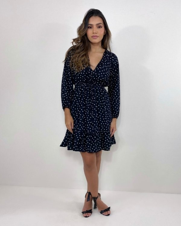 Vestido Lavínia - Poá Fundo Preto