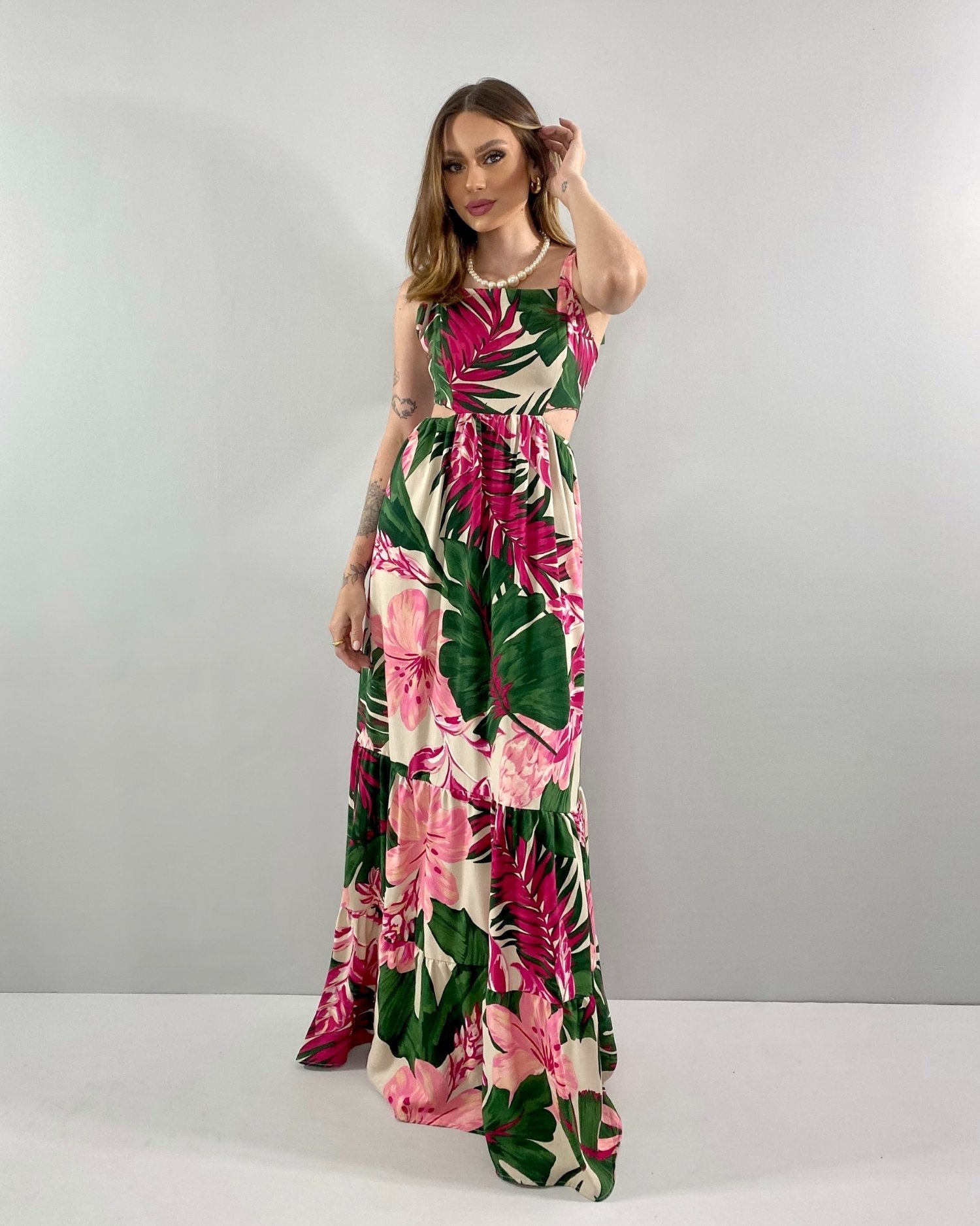 Vestido Pérola - Floral Fundo Bege - Image 4