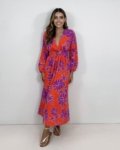 Vestido Clara – Floral Fundo Laranja