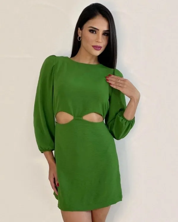 Vestido Tainara - Folhagem