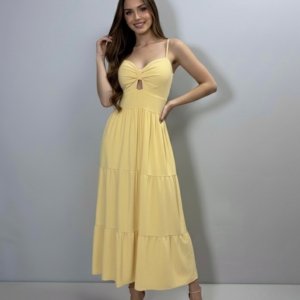 Vestido Jéssica Midi - Amarelo Claro - Image 2