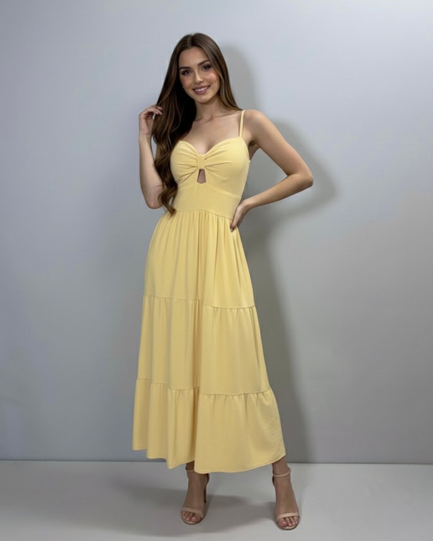 Vestido Jéssica Midi - Amarelo Claro - Image 2