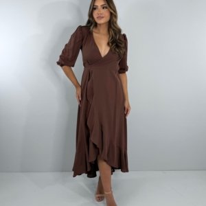 Vestido Berenice - Marrom - Image 5