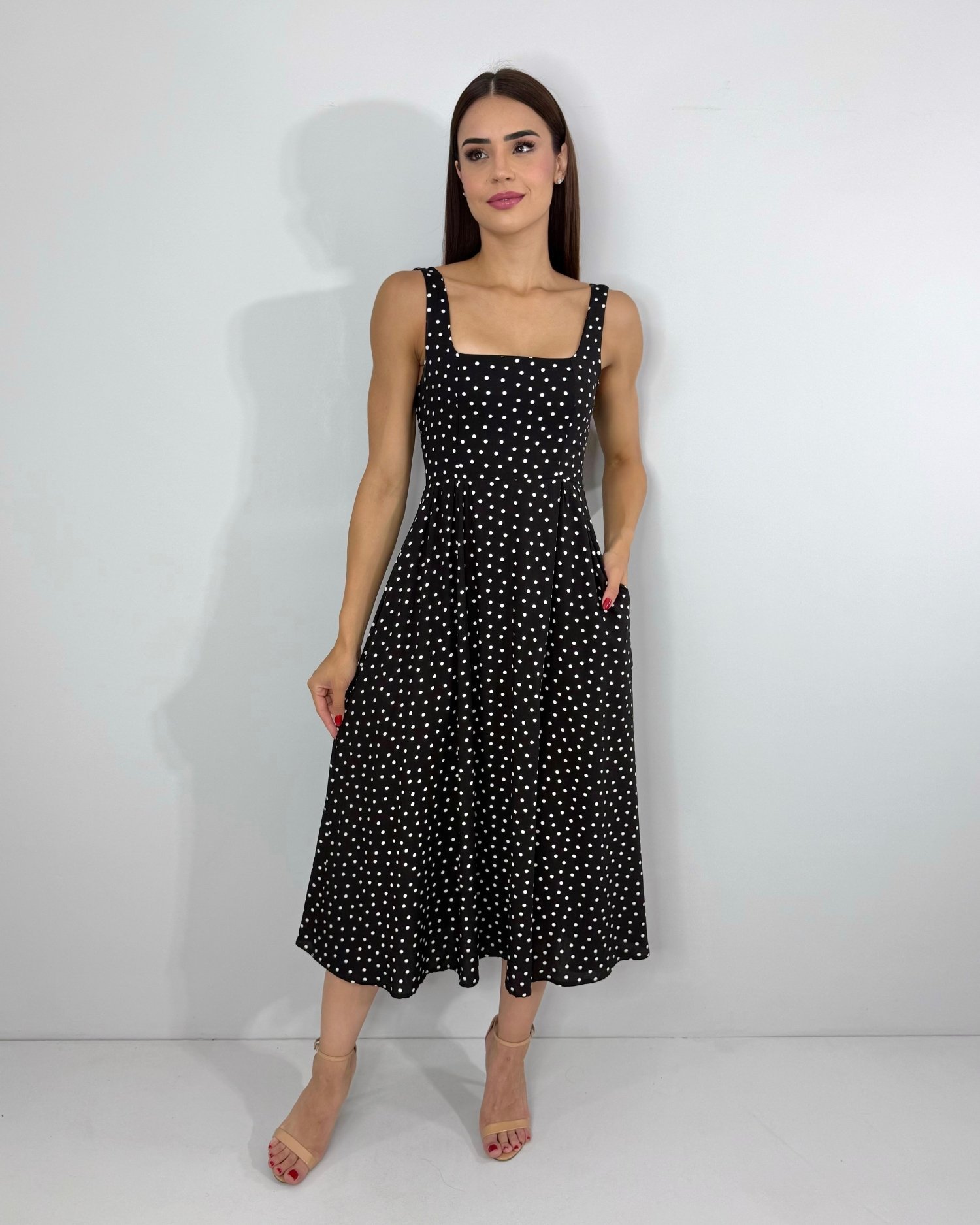 Vestido Samanta - Poá Fundo Preto - Image 2