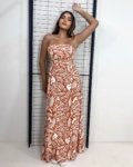 Vestido Naiane Longo – Estampado Fundo Laranja