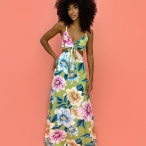 Vestido Natália - Floral Exclusivo Verde - Image 1